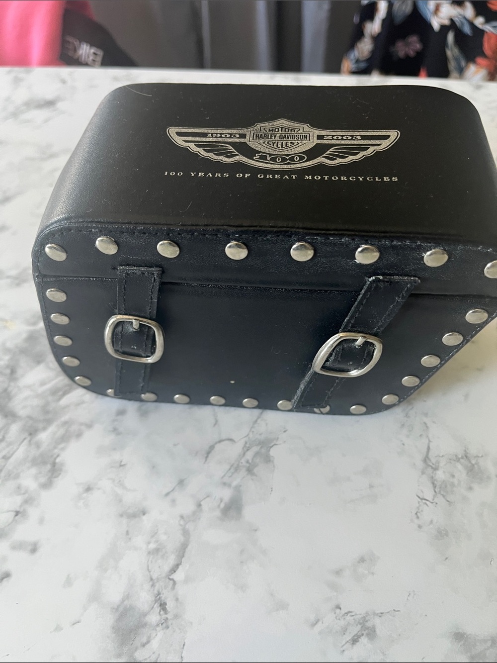 Harley-Davidson Black Studded Leather 100 yr anniversary Card game